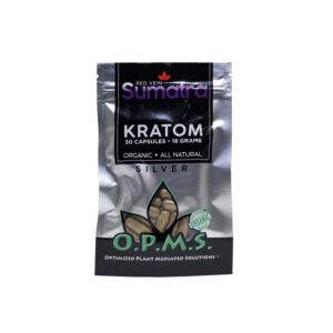 O.P.M.S. SILVER RED VEIN SUMATRA 18g, 30 CAPS..